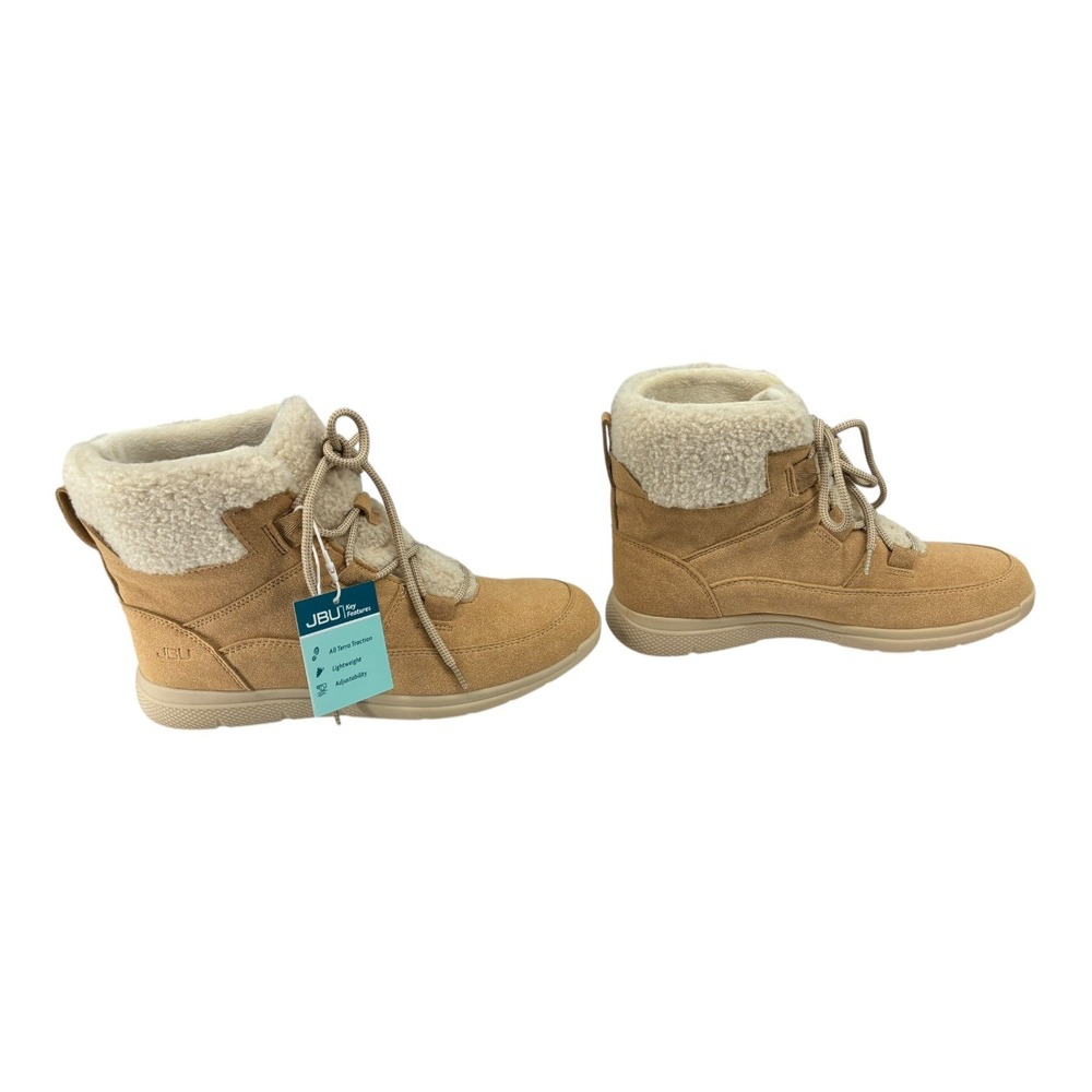 JBU Jambu Freeze Tan FauxShearling LaceUp Booties Lightweight Traction 10M NIB - Picture 4 of 10